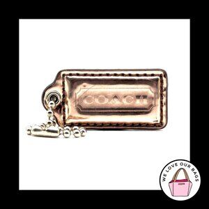 Limited Ed COACH MIRRORED 2" Pink Leather Nickel Fob Bag Charm Keychain Hang Tag